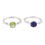 Lapis lazuli and peridot solitaire rings, 'Luminous Alliance' (pair) - Pair of Lapis Lazuli and Peridot Solitaire Rings from India