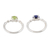 Lapis lazuli and peridot solitaire rings, 'Luminous Alliance' (pair) - Pair of Lapis Lazuli and Peridot Solitaire Rings from India