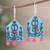 Ceramic dangle earrings, 'Pink Garden' - Ceramic Floral Dangle Earrings with Hand-Painted Details