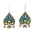 Ceramic dangle earrings, 'Peacock Plumage' - Ceramic Peacock Dangle Earrings with Hand-Painted Details