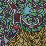 Madhubani painting, 'Sublime Krishna' - Krishna Madhubani Painting on Handmade Paper from India