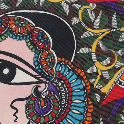 Madhubani-Gemälde - Mutter Natur Madhubani Malerei auf Papier aus Indien