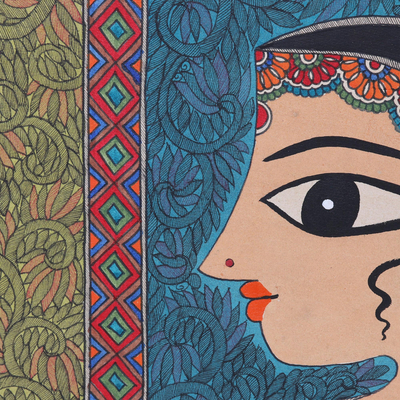 Madhubani painting, 'Shivashakti' (2022) - Shiva & Shakti Madhubani Painting on Paper from India