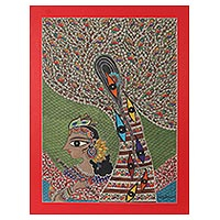 'Divine Eye of Krishna' (2019) - Madhubani Painting of Supreme God of Indian Hinduism
