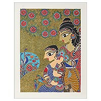'Ram Sita in Chirtrakoot' (2021) - Ramayana-Themed Madhubani Painting from India
