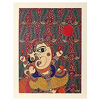 'Ganesha - The Beginning' (2021) - Indian Madhubani Painting of Hindu God of Wisdom