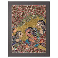'Glorious Radha' (2021) - Radha Floral Madhubani Style Painting from India