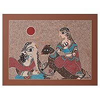'Parvati Ganesha Saga' (2021) - Elephant Deity Madhubani Style Painting from India