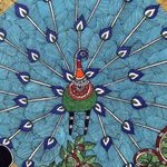 World peace painting, 'Peaceful Love of Radha Krishna' (2021) - World Peace Project Madhubani Style Painting from India