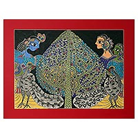World peace painting, 'Krishna - The Universe' (2022) - World Peace Project Madhubani Painting from India