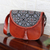 Leather sling bag, 'Stylish Muse' - Russet Leather Sling Bag with Patterned Accent and Tassel thumbail