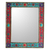 Embossed brass wall mirror, 'Floral Thoughts' - Mango Wood and Brass Wall Mirror with Floral Details (image 2a) thumbail