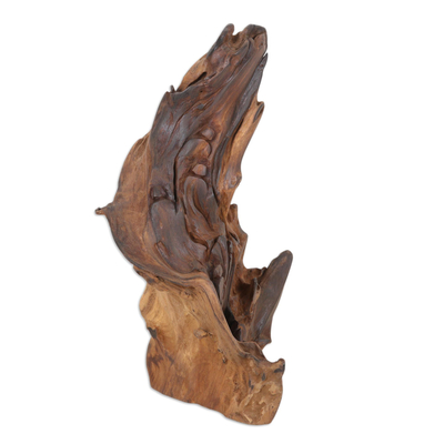 Escultura de madera recuperada - Escultura de madera Haldu recuperada hecha a mano en la India