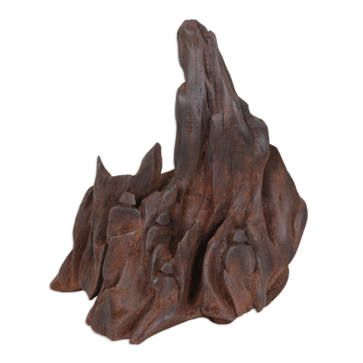Skulptur aus recyceltem Holz - Indische abstrakte Skulptur aus wiedergewonnenem Khair-Holz