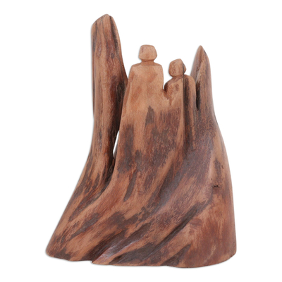 Escultura de madera recuperada - Escultura abstracta india hecha a mano con madera de tun recuperada