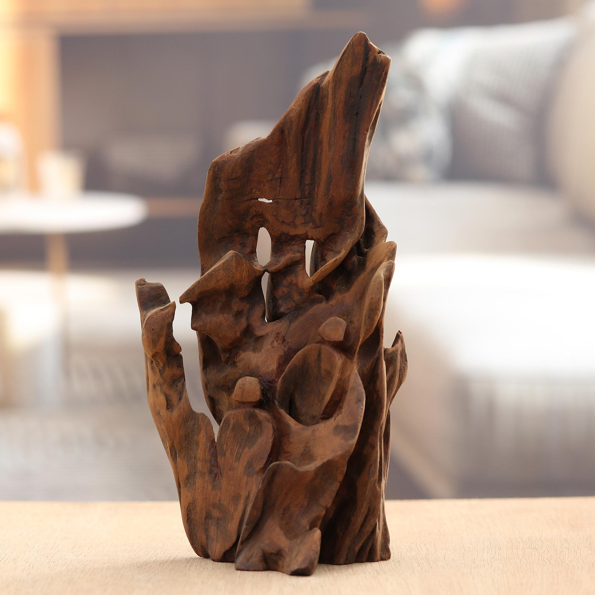 Cuore Infranto Olive Wood Sculpture Angelo Salemi