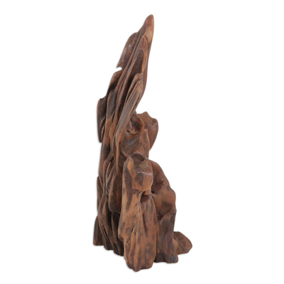 Reclaimed wood sculpture, 'Forest Portrait' - Abstract Sculpture Crafted from Reclaimed Sal Wood