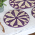 Natural fiber placemats, 'Purple Blossom' (set of 4) - Set of 4 Natural Fiber Round Placemats in Purple thumbail