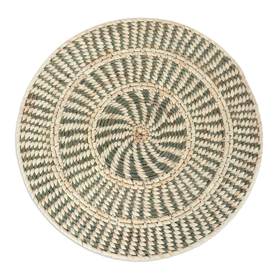 Manteles individuales de fibra natural, 'Glorious Mandala' (juego de 4) - Conjunto de 4 manteles individuales redondos de fibra natural Mandala