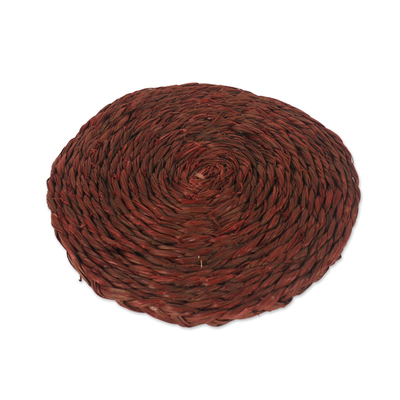 Set of 6 Handcrafted Natural Fiber Coasters from India