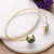 Ceramic cuff bracelet, 'Green Utopia' - Modern Minimalist Brass and Green Ceramic Cuff Bracelet