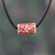 Ceramic pendant necklace, 'Red Vines' - Hand-Painted Ceramic Pendant Necklace with Leather Cord