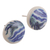 Pendientes de botón de cerámica - Pendientes de botón de cerámica pintados a mano con patrones ondulados azules