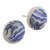 Ceramic button earrings, 'Wavy Blue' - Hand-Painted Ceramic Button Earrings with Blue Wavy Patterns
