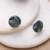Ceramic button earrings, 'Underwater Beauty' - Hand-Painted Ceramic Button Earrings with 925 Silver Posts
