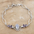 Rainbow moonstone pendant bracelet, 'Lilac Fusion' - Sterling Silver Rainbow Moonstone Amethyst Pendant Bracelet