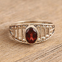 Garnet single stone ring, 'Vibrant Dazzle'