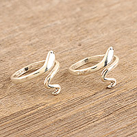 Sterling silver wrap rings, 'Snake Delight' (pair) - Pair of Sterling Silver Wrap Rings with Snakes