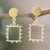 Gold-plated dangle earrings, 'Glorious Square' - 14k Gold-Plated Dangle Earrings with Geometric Design (image 2) thumbail