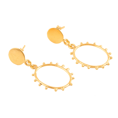 Gold-plated dangle earrings, 'Sparkling Creation' - 14k Gold-Plated Sterling Silver Dangle Earrings from India