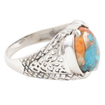 Sterling silver cocktail ring, 'Blue Luxury' - Sterling Silver Cocktail Ring with Composite Turquoise Stone