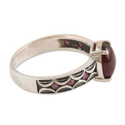 Ruby and garnet cocktail ring, 'Appealing Treasures' - Ruby and Garnet Sterling Silver Cocktail Ring from India