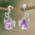 Rhodium-plated amethyst dangle earrings, 'Violet Story' - Rhodium-Plated Dangle Earrings with Faceted Amethyst Gems thumbail