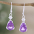 Amethyst and cubic zirconia dangle earrings, 'Graceful Clarity' - Sterling Silver Dangle Earrings with Faceted Amethyst Stones thumbail