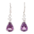 Amethyst and cubic zirconia dangle earrings, 'Graceful Clarity' - Sterling Silver Dangle Earrings with Faceted Amethyst Stones (image 2a) thumbail