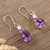 Amethyst and cubic zirconia dangle earrings, 'Graceful Clarity' - Sterling Silver Dangle Earrings with Faceted Amethyst Stones