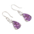 Amethyst and cubic zirconia dangle earrings, 'Graceful Clarity' - Sterling Silver Dangle Earrings with Faceted Amethyst Stones (image 2c) thumbail