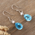 Pendientes colgantes de topacio azul y circonitas - Aretes colgantes de plata esterlina con gemas facetadas de topacio azul