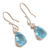 Pendientes colgantes de topacio azul y circonitas - Aretes colgantes de plata esterlina con gemas facetadas de topacio azul