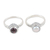 Garnet and cultured pearl single stone rings, 'Ocean and Earth' (set of 2) - Set of 2 Garnet and Pearl Sterling Silver Single Stone Rings (image 2a) thumbail