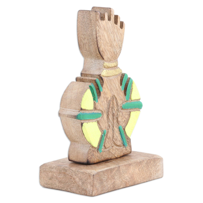 Escultura de madera - Escultura artesanal de madera de mango de hombre rezando