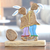 Wood sculpture, 'Romantic Bunnies' - Hand-Painted Mango Wood Easter Sculpture from India thumbail