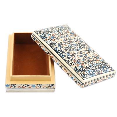 Caja decorativa de papel maché - Papel maché pintado a mano sobre caja decorativa de madera de la India