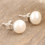 Cultured pearl stud earrings, 'Love Me Tender' - Cultured Pearl and Sterling Silver Stud Earrings from India