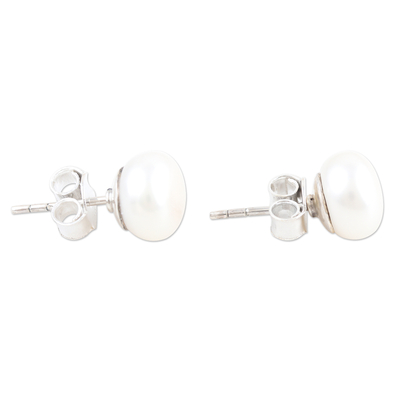 Aretes de perlas cultivadas - Aretes de perlas cultivadas y plata esterlina de la India
