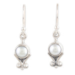 Cultured pearl dangle earrings, 'Innocent Love' - Sterling Silver Dangle Earrings with Cultured Pearls